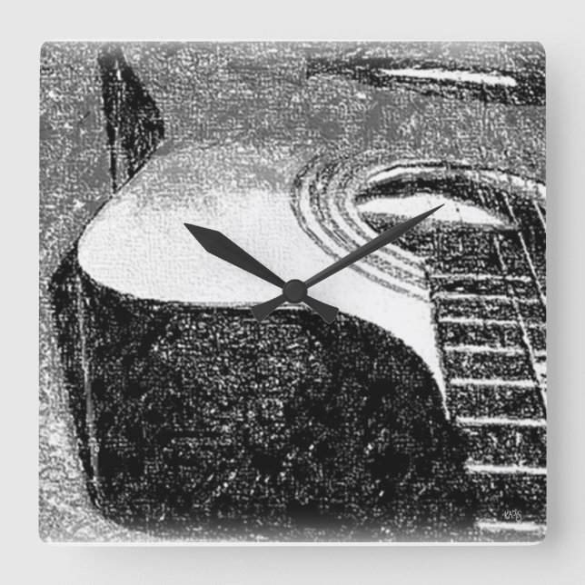 Guitar Wall Clock Fyrkantig Klocka (Framsida)