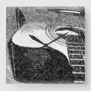 Guitar Wall Clock Fyrkantig Klocka