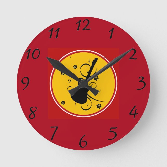 Guitar Wall Clock Rund Klocka (Framsida)