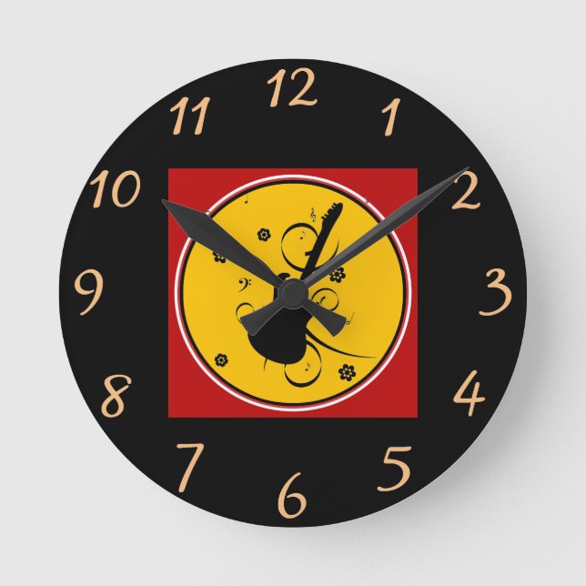 Guitar Wall Clock Rund Klocka (Framsida)