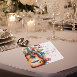 Guitar WildblomAmpersand Musical Bröllop Underlägg Papper Kvadrat