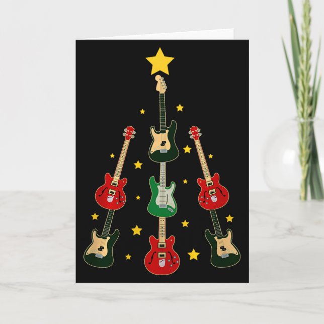 Guitar Xmas Tree Musical Guitar Lovers Guitarist C Kort (Framsida)