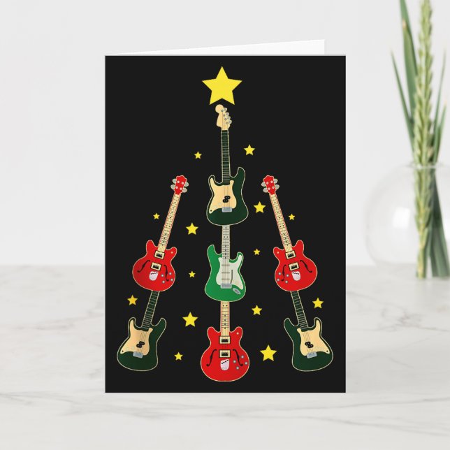 Guitar Xmas Tree Musical Guitar Lovers Guitarist C Kort (Framsida)