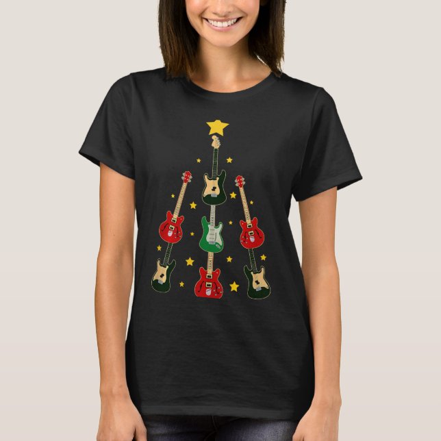 Guitar Xmas Tree Musical Guitar Lovers Guitarist C T Shirt (Framsida)