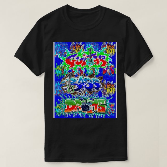 GuitarBassDrums 1 av LowEndGraphics T Shirt (Design framsida)