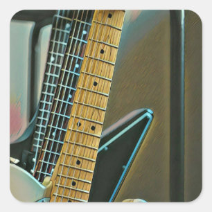 Guitargåva till fars dag fyrkantigt klistermärke