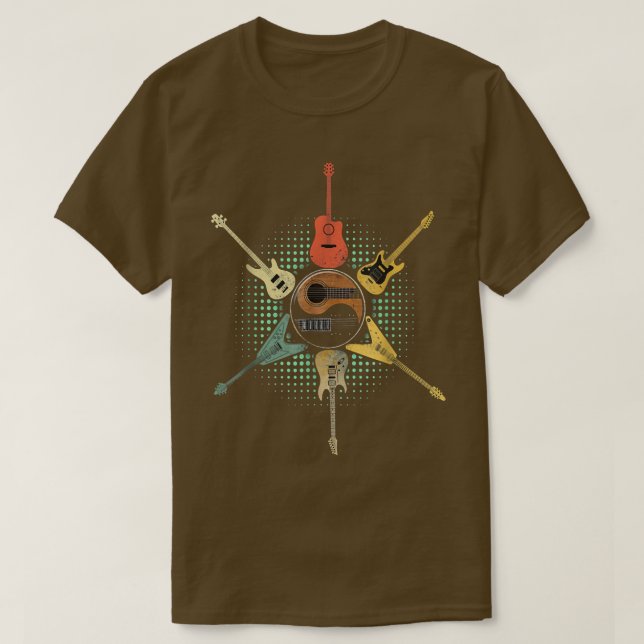 GuitarGuitar Älskare Retro Stil Gift för Guitarist T Shirt (Design framsida)