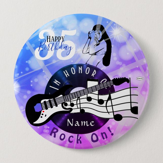 Guitarist Birthday Theme Button HAMbWG Knapp (Framsida)
