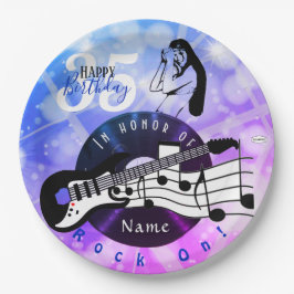 Guitarist Birthday Theme Papper Plate HAMbWG