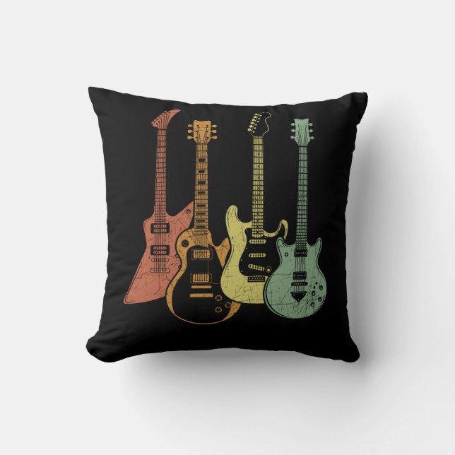 Guitarist Colorful Musical Instruments Guitars Kudde (Framsida)
