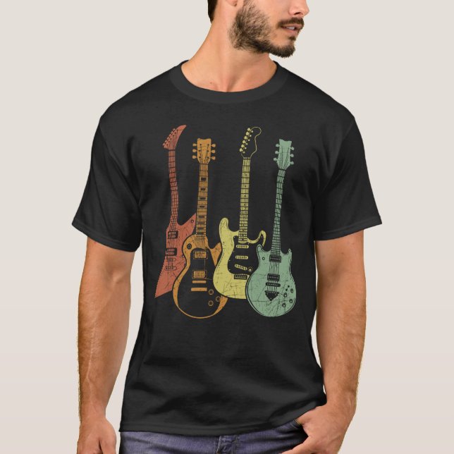 Guitarist Colorful Musical Instruments Guitars T Shirt (Framsida)