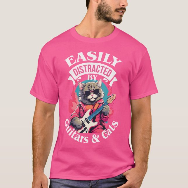 Guitarist Costume Guitar Cat Musician Acoustic Gui T Shirt (Framsida)