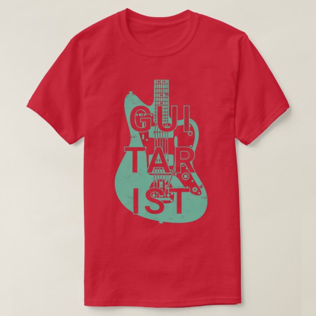 Guitarist Electric Guitar Body Surfa Grönt Färg T Shirt (Design framsida)