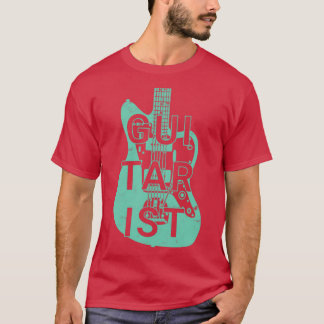 Guitarist Electric Guitar Body Surfa Grönt Färg T Shirt