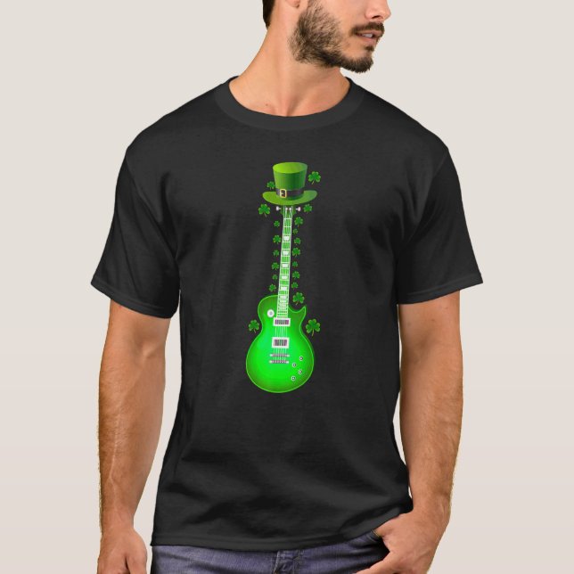Guitarist Electric Guitar Leprechaun St Patrick's T Shirt (Framsida)