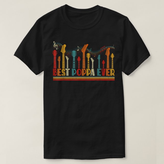 Guitarist Far Best Poppa Aldrig Guitar Far Da T Shirt (Design framsida)