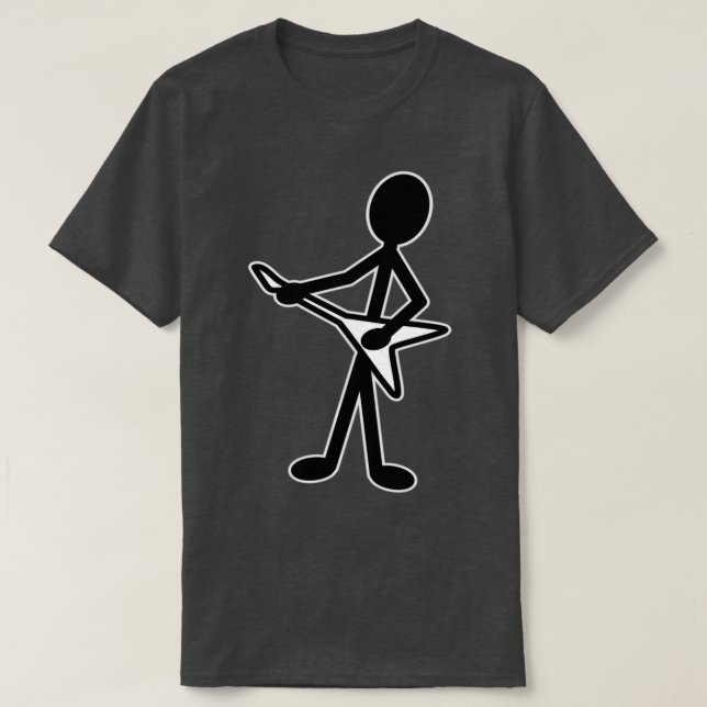 Guitarist Flies V Musician Stick figur T Shirt (Design framsida)