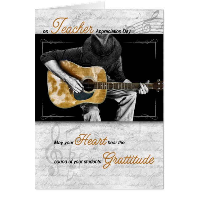 Guitarist för musikläraruppskattning hälsningskort (Framsidan)