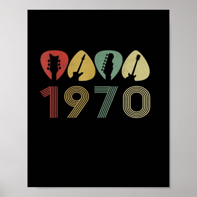 Guitarist Gitarr Plektrum 1970 Guitarist Birthday Poster (Framsidan)