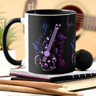 Guitarist Guitar Player Music Lila Black Namn Mugg