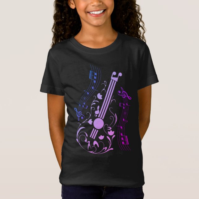 Guitarist Guitar Player Music Lila Girl Girl Girl  T Shirt (Framsida)