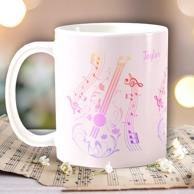 Guitarist Guitar Player Music Rosa Namn för henne Kaffemugg (Guitarist Guitar Player Music Pink Name For Her Coffee Mug)