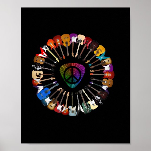 Guitarist Guitar Sortar Birthday Poster (Framsidan)