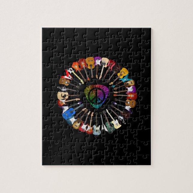 Guitarist Guitar Sortar Birthday Pussel (Vertikal)