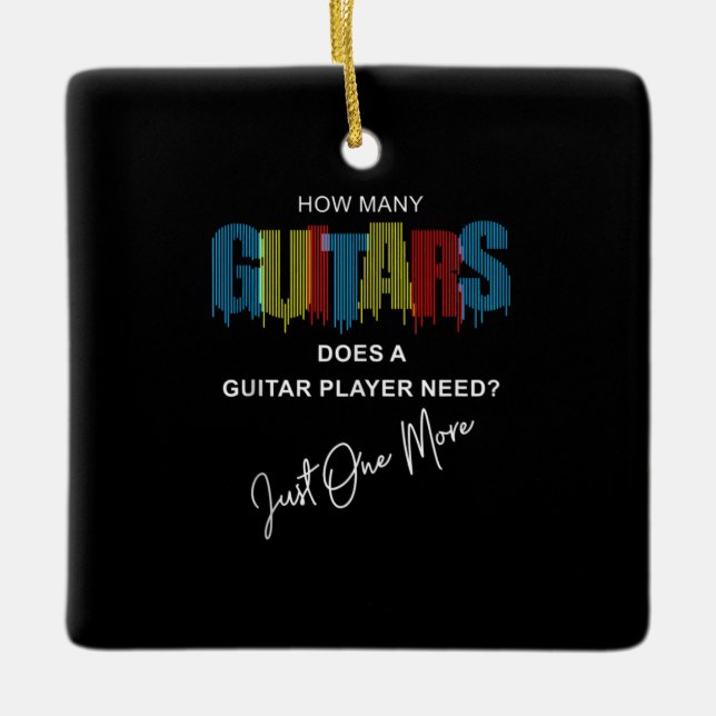 Guitarist hur många gitarrer föder julgransprydnad keramik (Framsida)