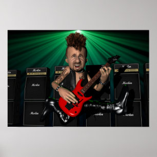 Guitarist i flygplanet Poster