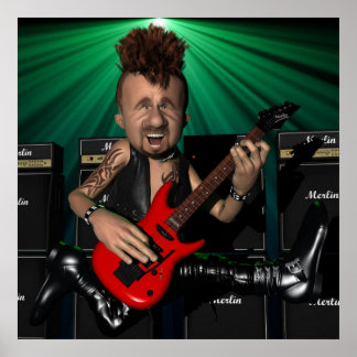 Guitarist i flygplanet Poster