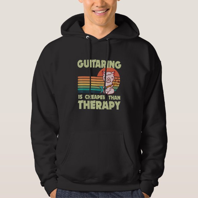 Guitarist Llama Rock guitar Guitaring Musician Gui Hoodie (Framsida)