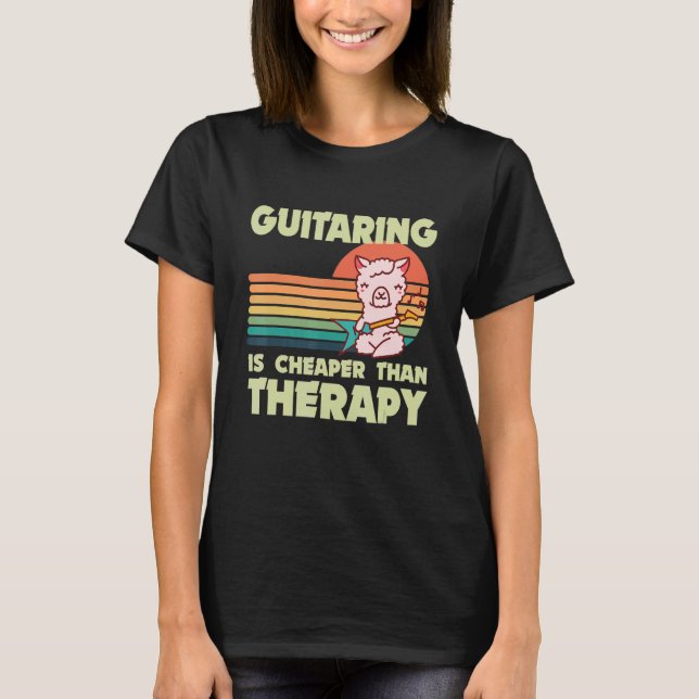 Guitarist Llama Rock guitar Guitaring Musician Gui T Shirt (Framsida)