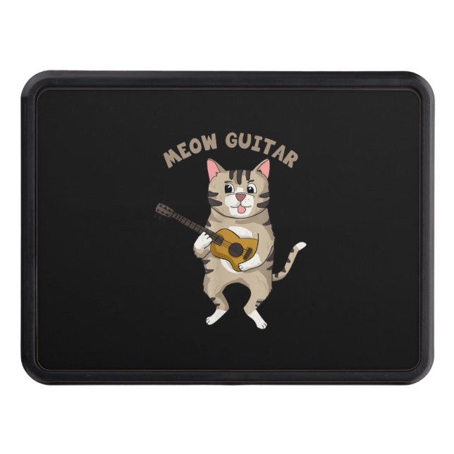 Guitarist Meow Guitar Cute Cat Spelar Guitar Julaf Dragkroksskydd (Framsidan)
