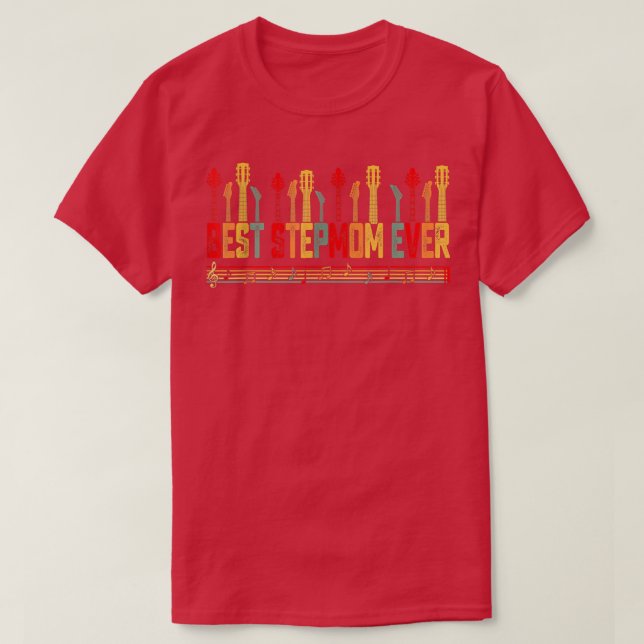 Guitarist Mor Best Stepmamma nånsin Guitar Mammor T Shirt (Design framsida)