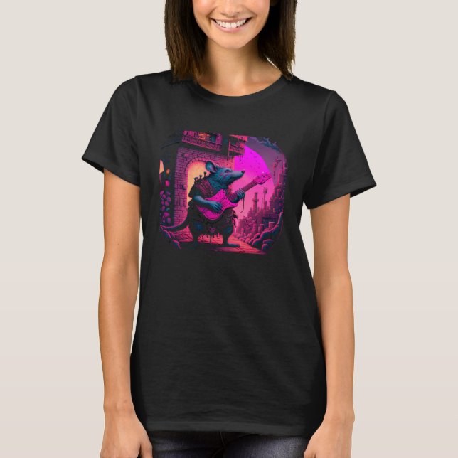 Guitarist mouse Designs T Shirt (Framsida)