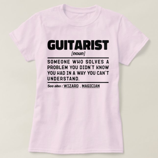 Guitarist Noun Definition Guitar Älskare Musician T Shirt (Design framsida)