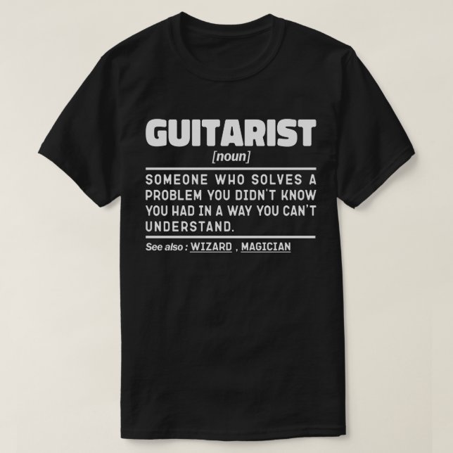 Guitarist Noun Definition Guitar Älskare Musician T Shirt (Design framsida)