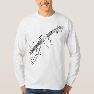 Guitarist och svart silhuett av sten guitar. t shirt