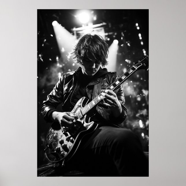 Guitarist på bild B&W för stadium Poster (Framsidan)