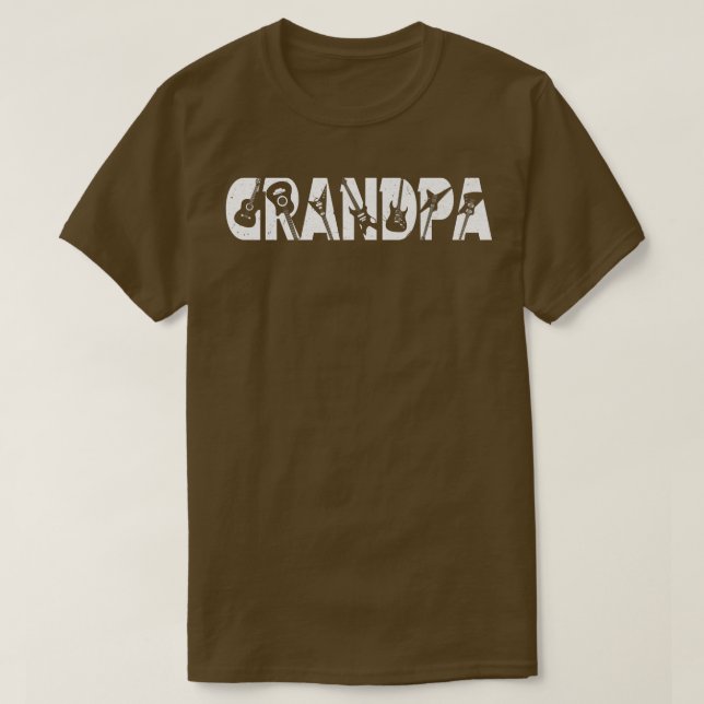 Guitarist pappa Funny Grandpa Music Guitar Far T Shirt (Design framsida)