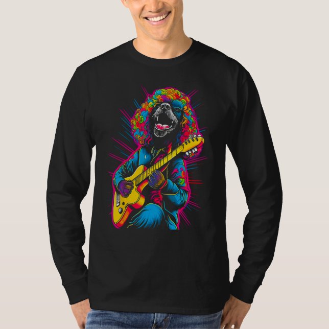 Guitarist Pop Poodle Dog Guitar T Shirt (Framsida)