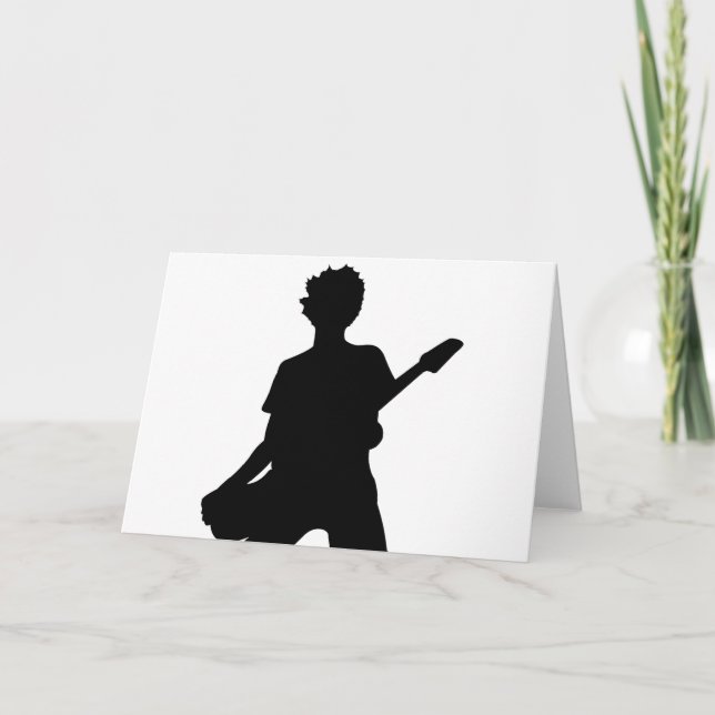 Guitarist Silhouette - B&W Kort (Framsida)
