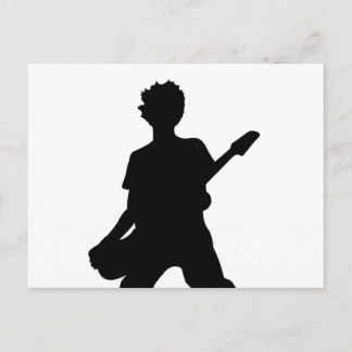 Guitarist Silhouette - B&W Vykort