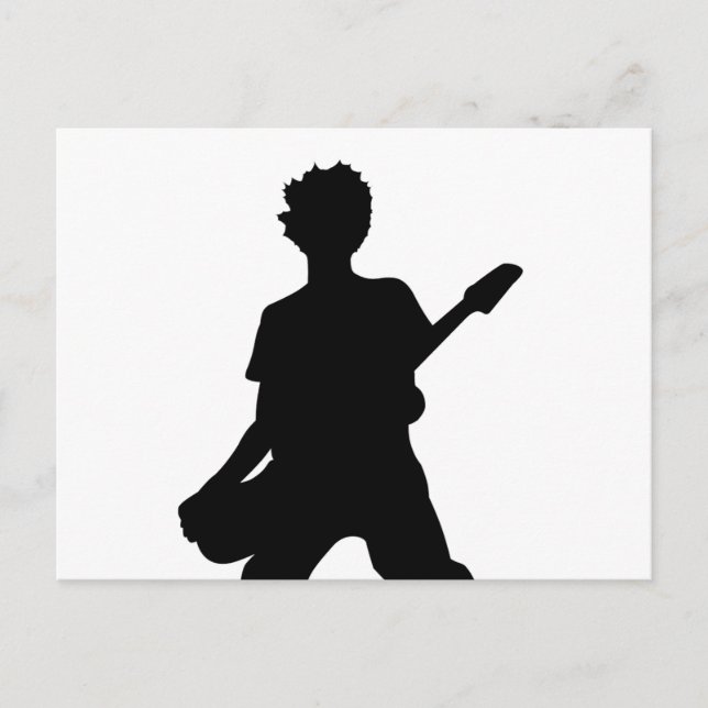 Guitarist Silhouette - B&W Vykort (Framsida)