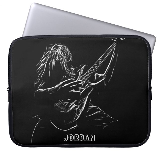 Guitarist Silhouette Laptop Fodral (Framsidan)