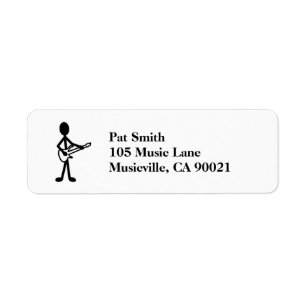 Guitarist Stick figur Returadress Etikett