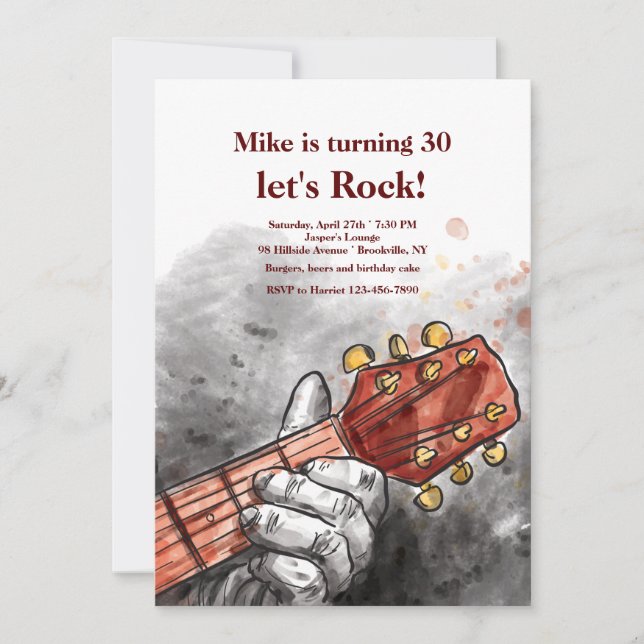 Guitarist's Handinbjudan Inbjudningar (Framsida)