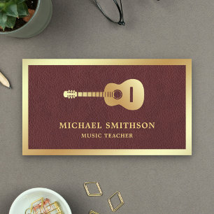 Guitarker från Faux Leather Guld Guitar Music Guit Visitkort
