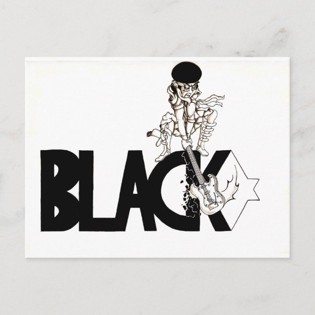 guitarman svarta stjärna vykort (Framsida)